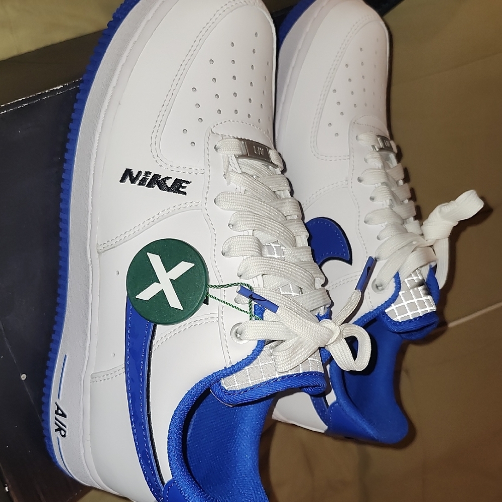 Nike Air Force 1 White and Blue Sneakers - Picture 6 of 6
